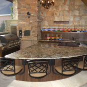 Outdoor 4008 Attached bar stools by Seating Innovations - Outdoor, Residential Use Application, Outdoor/Specialty Room, Modern/Contemporary Style, Baldwin (Callee Chair), Black Finish, Upholstered Seat Seat, Custom Height Height