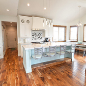 Snack Bar 1122 Swing out stool by Seating Innovations - Snack Bar, Residential Use Application, Kitchen/Snack Bar Room, Contemporary Style, Contessa 333 (Holland Chair), Satin Nickel Finish, Oak Seat, 36 Height