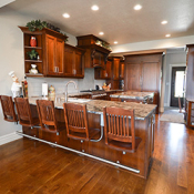 Discontinued Chair Snack Bar 1125 Swing out bar stool by Seating Innovations - Snack Bar, Residential Use Application, Kitchen/Snack Bar Room, Traditional Style, Mission (Wood Chair), Satin Nickel Finish, Cherry Seat, 36 Height